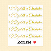 カスタマイズ可能な5つのゴールデンハート署名のセット シール