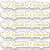 カスタマイズ可能な5つのゴールデンハート署名のセット シール (正面)