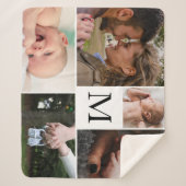 カスタマイズ可能な5フォトコラージシャーパブランケット シェルパブランケット (正面)