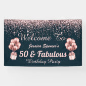 カスタマイズ可能な50と素晴らしいバラ金ゴールド誕生日 横断幕 (横)