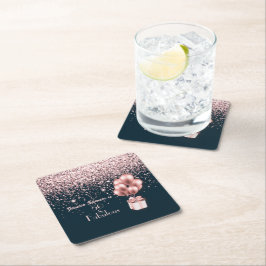 カスタマイズ可能な50と素晴らしいバラ金ゴールド50誕生日 スクエアペーパーコースター