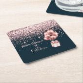 カスタマイズ可能な50と素晴らしいバラ金ゴールド50誕生日 スクエアペーパーコースター (アングル)