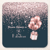 カスタマイズ可能な50と素晴らしいバラ金ゴールド50誕生日 スクエアペーパーコースター (正面)