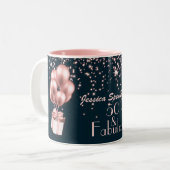 カスタマイズ可能な50と素晴らしいバラ金ゴールド50誕生日 ツートーンマグカップ (正面左)