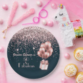 カスタマイズ可能な50と素晴らしいバラ金ゴールド50誕生日 ペーパープレート (パーティー)