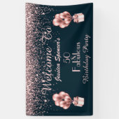 カスタマイズ可能な50と素晴らしいバラ金ゴールド50誕生日 横断幕 (縦)