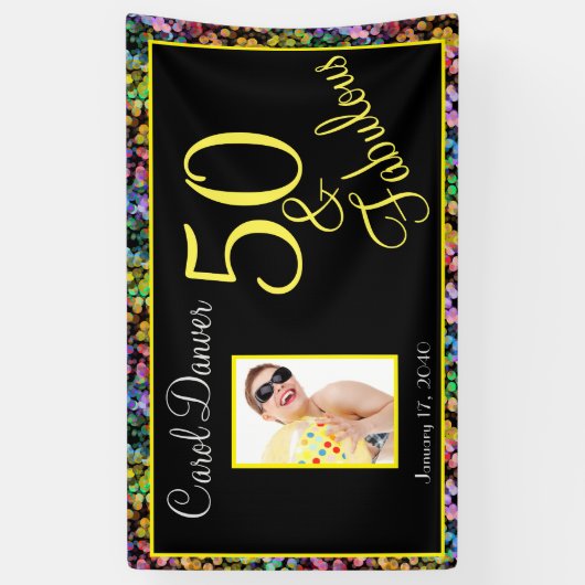 カスタマイズ可能な50と素晴らしい虹の誕生日 横断幕 (縦)