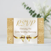 カスタマイズ可能な50周年結婚記念日への返信カード 招待状 (スタンド正面)