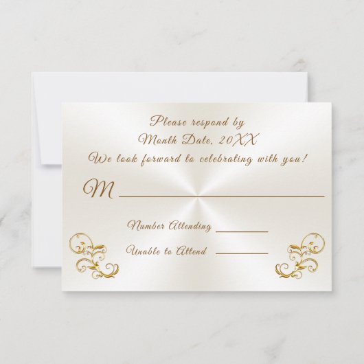 カスタマイズ可能な50周年結婚記念日への返信カード 招待状 (裏面)