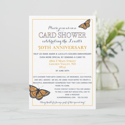 カスタマイズ可能な50周年記念カードシャワーリクエスト 招待状 (スタンド正面)