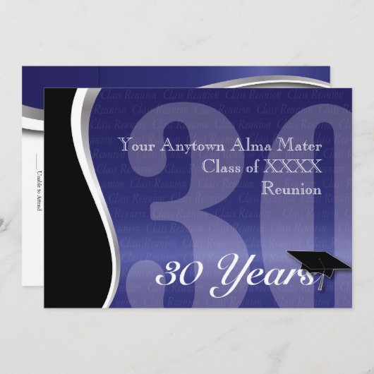 カスタマイズ可能な50年クラスの懇親会 招待状 (正面/裏面)