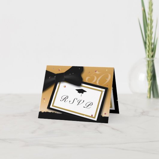 カスタマイズ可能な50年クラス懇親会RSVP 招待状 (正面)