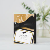 カスタマイズ可能な50年間クラス懇親会日付の保存 案内ポストカード (スタンド正面)