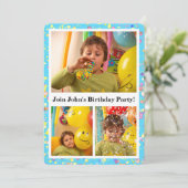カスタマイズ可能な5x7 Skyブルー誕生日フォトコラージュI 招待状 (スタンド正面)