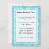 カスタマイズ可能な5x7 Skyブルー誕生日フォトコラージュI 招待状 (裏面)