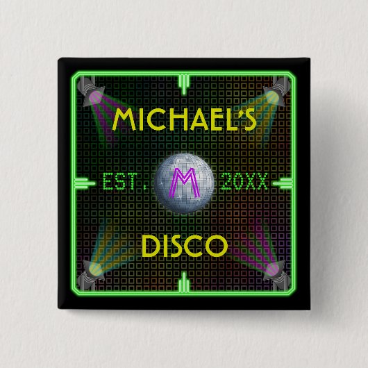 カスタマイズ可能な70年代のディスコの球 缶バッジ (正面)