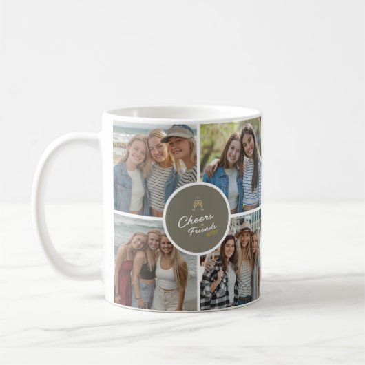 カスタマイズ可能な8つのフォトコラージュ応援を友だちに コーヒーマグカップ (左)