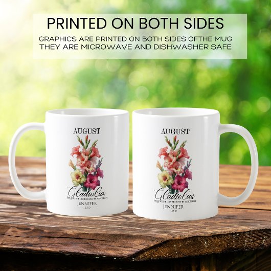 カスタマイズ可能な8月の誕生花 グラジオラス コーヒーマグカップ