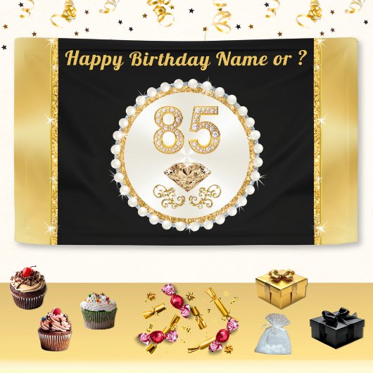 カスタマイズ可能な85歳の誕生日バナー、母、祖母向け 横断幕