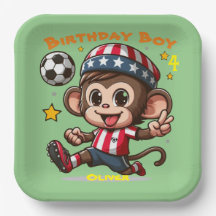 カスタマイズ可能な かわいい幸せなサル サッカー選手