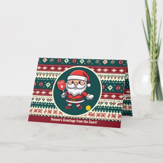 カスタマイズ可能な 🎅クリスマスのピックルボール シーズンカード (正面)