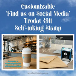 カスタマイズ可能な「ソーシャルメディアで私たちを見つける」 Trodat 4911 セルフインキングスタンプ