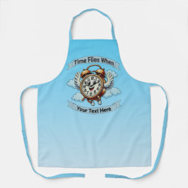 カスタマイズ可能な「タイムフライ時」飛んでいる時計 エプロン