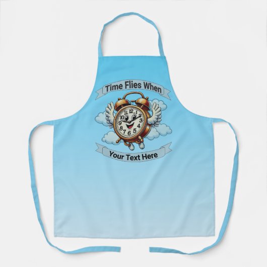 カスタマイズ可能な「タイムフライ時」飛んでいる時計 エプロン (正面)