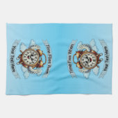 カスタマイズ可能な「タイムフライ時」飛んでいる時計 キッチンタオル (横)