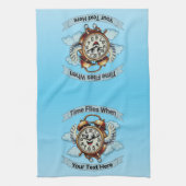 カスタマイズ可能な「タイムフライ時」飛んでいる時計 キッチンタオル (縦)