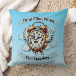 カスタマイズ可能な「タイムフライ時」飛んでいる時計 クッション