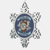 カスタマイズ可能な「タイムフライ時」飛んでいる時計 スノーフレークピューターオーナメント (右)