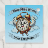 カスタマイズ可能な「タイムフライ時」飛んでいる時計 フェイバータグ (裏面)