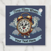 カスタマイズ可能な「タイムフライ時」飛んでいる時計 フェイバータグ (裏面)