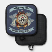 カスタマイズ可能な「タイムフライ時」飛んでいる時計 鍋敷き (正面/裏面)