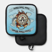 カスタマイズ可能な「タイムフライ時」飛んでいる時計 鍋敷き (正面/裏面)