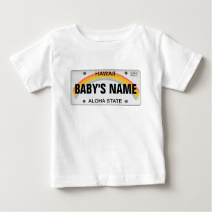 (カスタマイズ可能な)ハワイのナンバープレート ベビーTシャツ