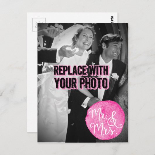 カスタマイズ可能な「ミスター&ミセス」 結婚の写真はがき ポストカード (正面/裏面)