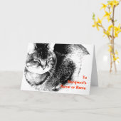 カスタマイズ可能な「任意の大事な行事」グリーティングカード – Cat カード (黄色い花)