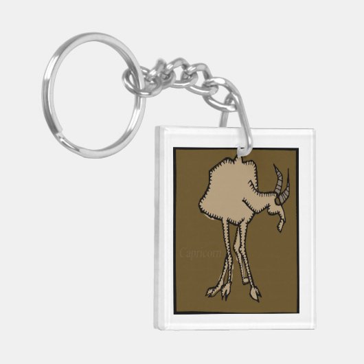 カスタマイズ可能な〔占星術の〕十二宮図サイン山羊座両面キーチェーン キーホルダー (正面左)