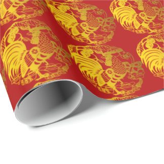 カスタマイズ可能な〔占星術の〕十二宮図2017 Rooster Year W紙 ラッピングペーパー