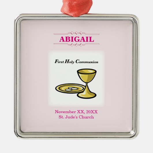 カスタマイズ可能な、女の子の聖餐の体および血 メタルオーナメント (正面)