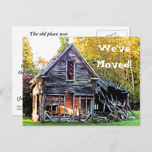 カスタマイズ可能な「引っ越しました」/写真/廃墟の家 案内ポストカード (正面/裏面)