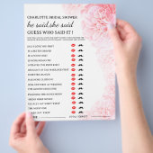 カスタマイズ可能な「彼が言った、彼女が言った」結婚前のお茶会ゲーム チラシ (手)