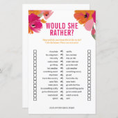 カスタマイズ可能な「彼女はむしろ」ブライダルシャワーゲーム (正面/裏面)