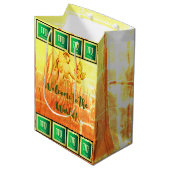 カスタマイズ可能な《星座》乙女座-ハッピーバースデーベビー乳児 ミディアムペーパーバッグ (正面アングル)