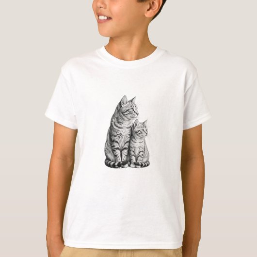 カスタマイズ可能な 猫 子猫 スケッチ ボーイズTシャツ Tシャツ (正面)