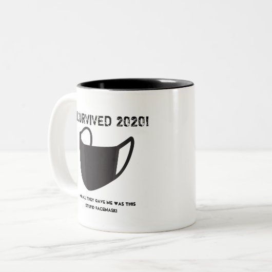 カスタマイズ可能な「生き延び2020!」マグカップ ツートーンマグカップ (正面左)