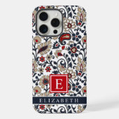 カスタマイズ可能な 白 青 灰色 赤 ペイズリー 模様 iPhoneケース (裏面)