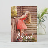 カスタマイズ可能な 祝福されたクリスマス シーズンカード (スタンド正面)